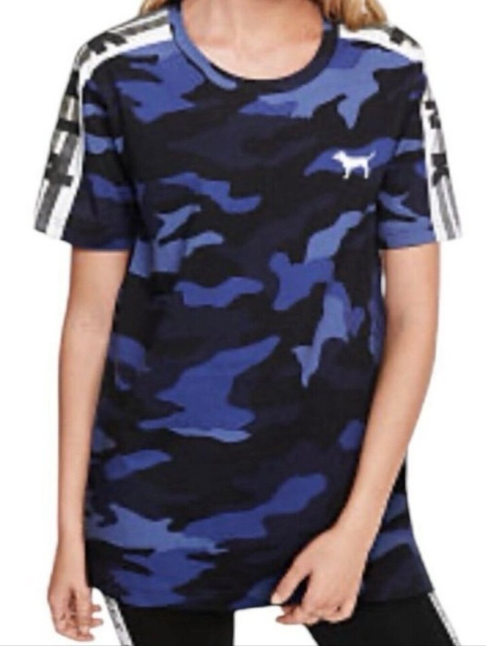 PINK Victoria's Secret Camo Logo Campus Tee Ladies Size Medium
